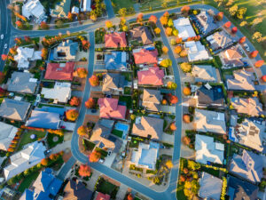 Aerial view of houses