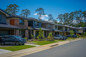 Modern houses in a quiet suburban street in Australia