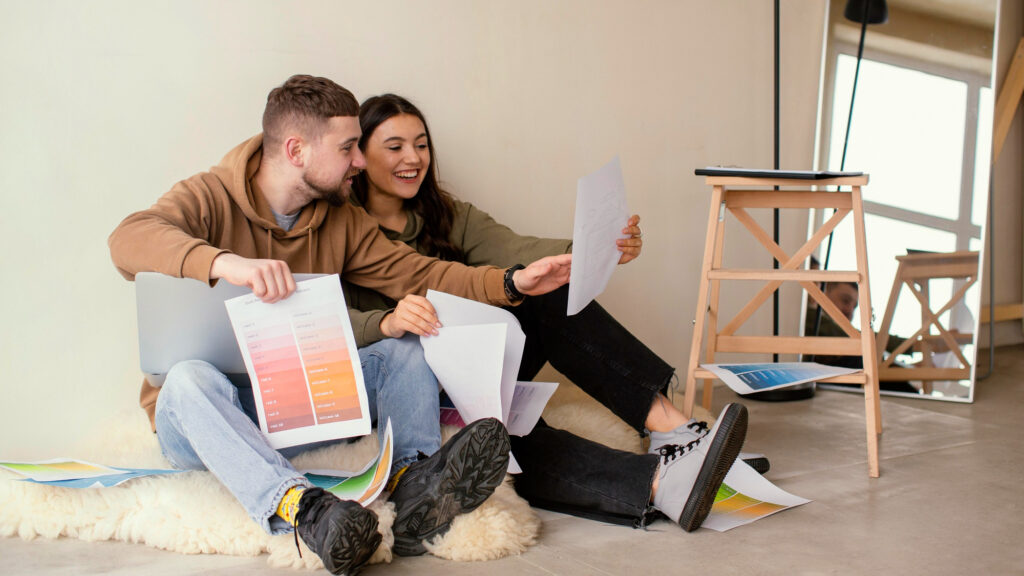 Young couple doing home renovations which they needed a personal loan for